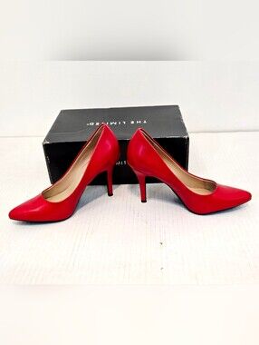 The Limited Red Leather Pointed Toe Pumps Classic Career Office Heels Power Shoe